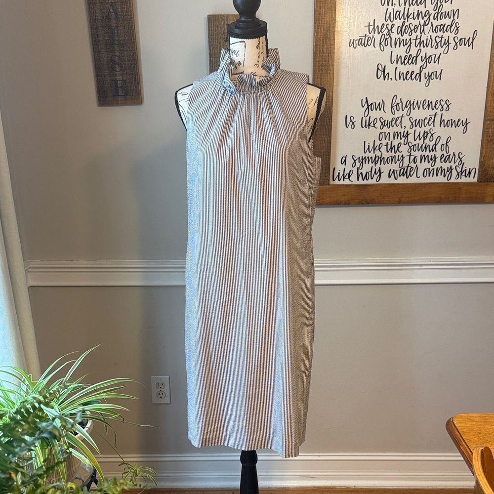 Banana Republic Blue and White Striped Midi Dress